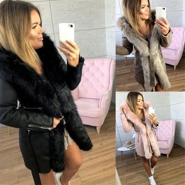 winter women designer coats fashion skim medium long fur neck warm coats with sashes casual women apparel, Black 
winter women designer coats fashion skim medium long fur neck warm coats with sashes casual women apparel, Black