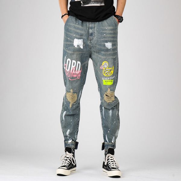 kimsere mens fashion hi street painted ripped jeans pants streetwear destroyed hip hop denim trousers distressed jean joggers, Blue
kimsere mens fashion hi street painted ripped jeans pants streetwear destroyed hip hop denim trousers distressed jean joggers, Blue