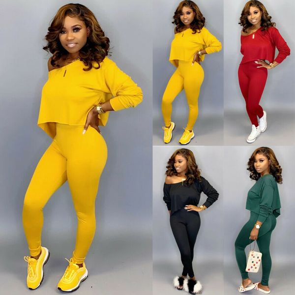 women 2 piece outfits long sleeve off shoulder crop pants set casual jumpsuit autumn long sleeve pure legging, White
women 2 piece outfits long sleeve off shoulder crop pants set casual jumpsuit autumn long sleeve pure legging, White