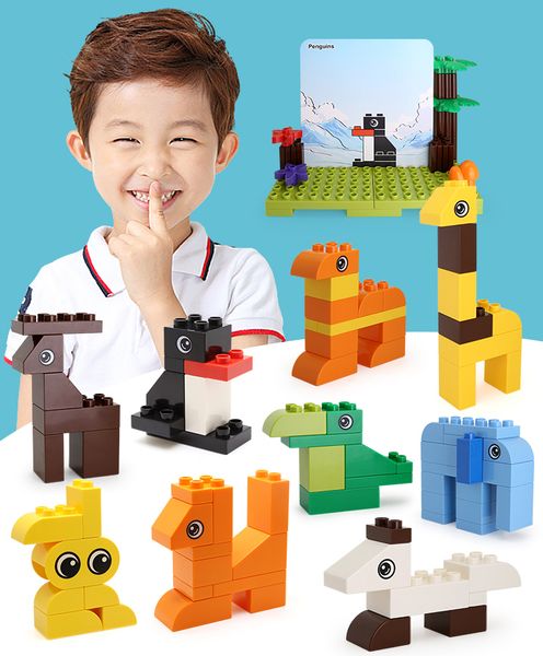 100pcs Larger Particles Building Blocks Diy Children Popular Science Educational Toys I Love The Zoo Puzzle Assembling Creative Gift 05