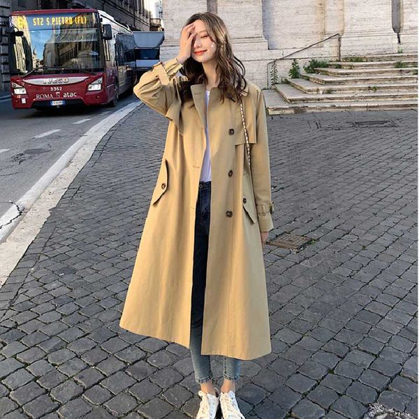 2020 new autumn women long section windbreaker female temperament jacket ladies lace up loose coat girls outwear, Tan;black
2020 new autumn women long section windbreaker female temperament jacket ladies lace up loose coat girls outwear, Tan;black