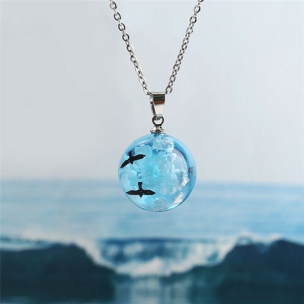 handmade luminous necklace fashion pendant blue sky white cloud bird ball pendant unique birthday gift, Silver
handmade luminous necklace fashion pendant blue sky white cloud bird ball pendant unique birthday gift, Silver