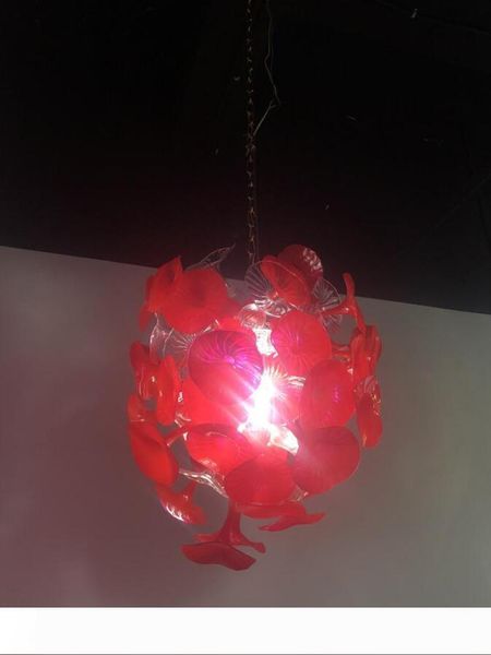 christmas festival decoration red hand blown glass trumpet chandelier lighting mouthblown china murano designer light fixtures