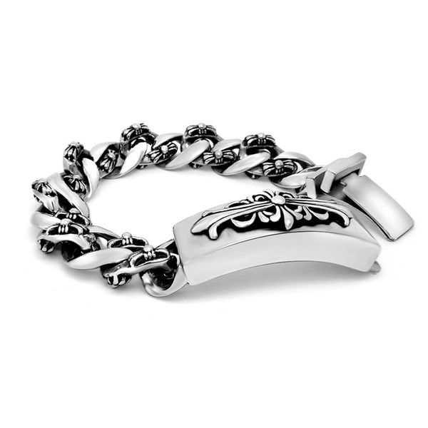 2020 designer european and american retro single brand cross flower men's titanium steel bracelet personality pattern bracelet trendy m, Black
2020 designer european and american retro single brand cross flower men's titanium steel bracelet personality pattern bracelet trendy m, Black