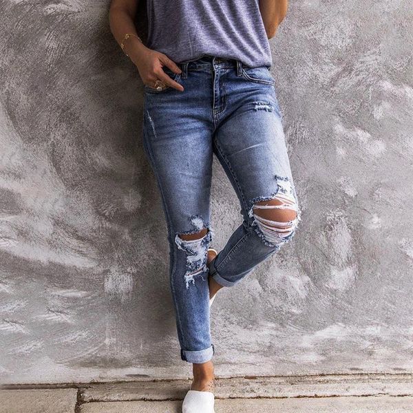women's jeans hole women destroyed torn denim high waist stretch straight pants slim #9, Blue
women's jeans hole women destroyed torn denim high waist stretch straight pants slim #9, Blue