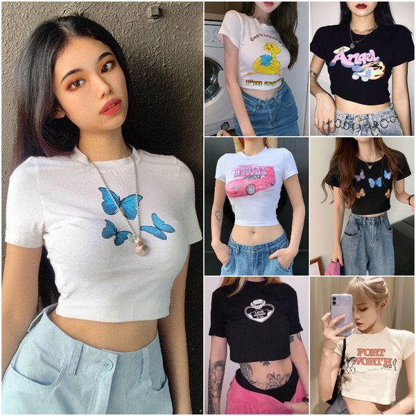 fashion women's t-shirt women's shirts summer casual ladies slim short sleeve short clothes 43 style, White
fashion women's t-shirt women's shirts summer casual ladies slim short sleeve short clothes 43 style, White