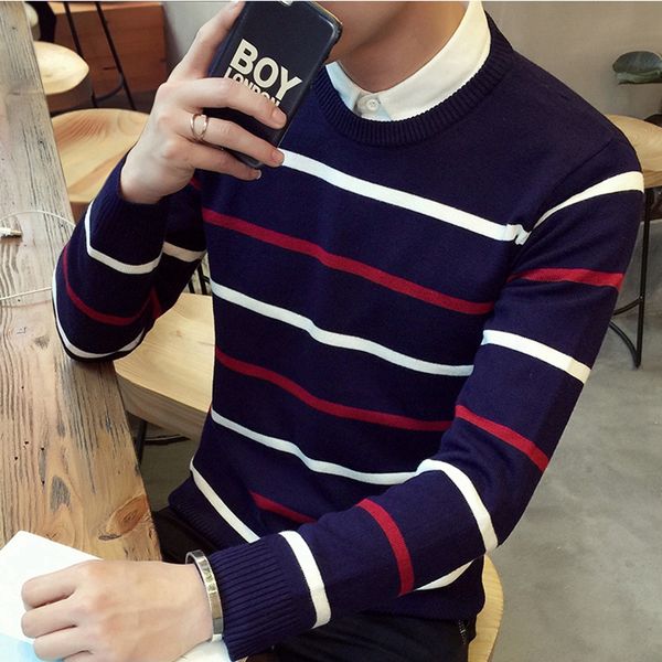 tg6127 wholesale 2020 new round collar striped sweater and wool warm sweater han edition cultivate one's morality, White;black
tg6127 wholesale 2020 new round collar striped sweater and wool warm sweater han edition cultivate one's morality, White;black