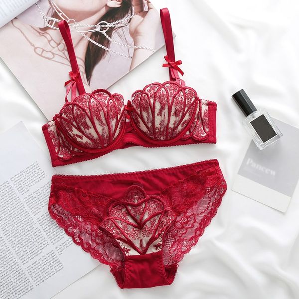 bras sets embroidery lingerie seamless lace bra set shell underwear women half cup padded push up underwire, Red;black
bras sets embroidery lingerie seamless lace bra set shell underwear women half cup padded push up underwire, Red;black
