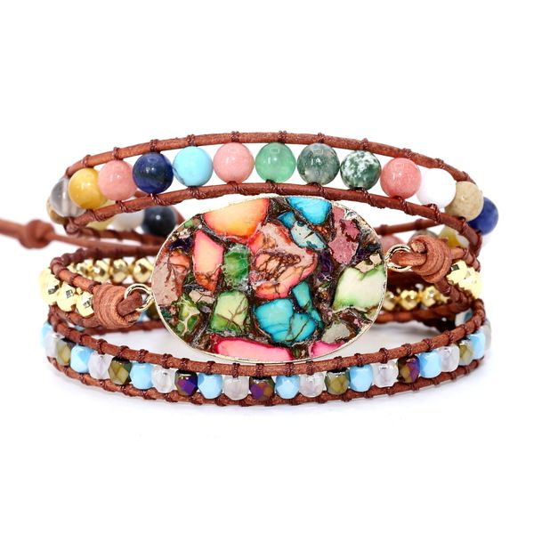 2019 women leather bracelet unique mixed natural stones colorful stone charm 3 strands wrap bracelets handmade boho bracelet cx200730, Black
2019 women leather bracelet unique mixed natural stones colorful stone charm 3 strands wrap bracelets handmade boho bracelet cx200730, Black