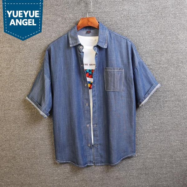 men's casual shirts summer men short sleeve denim shirt striped pocket male streetwear slim fit jean vintage cargo chemise homme, White;black
men's casual shirts summer men short sleeve denim shirt striped pocket male streetwear slim fit jean vintage cargo chemise homme, White;black