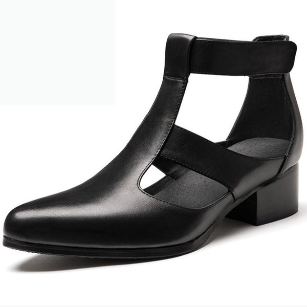 summer mens sandals pointed toe high heel 5cm height increase elevator men shoes genuine leather fashion classic sandals 36-44, Black
summer mens sandals pointed toe high heel 5cm height increase elevator men shoes genuine leather fashion classic sandals 36-44, Black