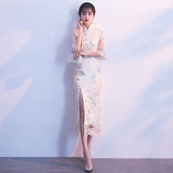 new female flower wedding dress classic women lace qipao traditional mandarin collar party gowns elegant cheongsam vestidos, Red
new female flower wedding dress classic women lace qipao traditional mandarin collar party gowns elegant cheongsam vestidos, Red