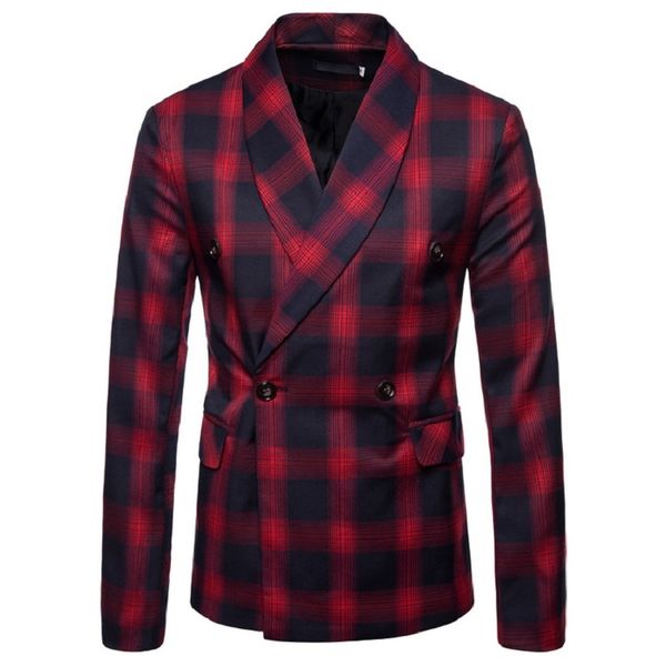men blazers 2020 men's casual green fruit collar double-breasted checked mens suits blazers, White;black
men blazers 2020 men's casual green fruit collar double-breasted checked mens suits blazers, White;black