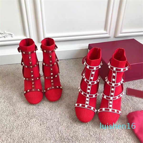 women ankle booties sock studs boot fahsion shoes leather trimmed stretch knit sock high heel australia winter boots with box l16, Black
women ankle booties sock studs boot fahsion shoes leather trimmed stretch knit sock high heel australia winter boots with box l16, Black