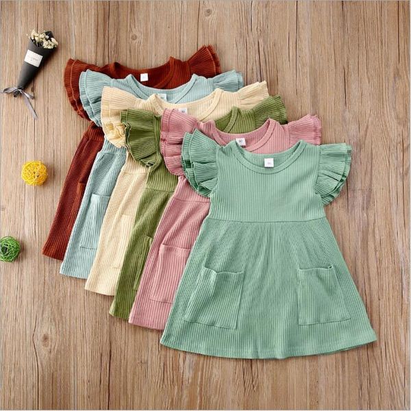 baby girls dresses kids solid fly sleeve princess dresses pit striped casual knitted dresses with pocket a-line summer tutu dress b7598, Red;yellow
baby girls dresses kids solid fly sleeve princess dresses pit striped casual knitted dresses with pocket a-line summer tutu dress b7598, Red;yellow