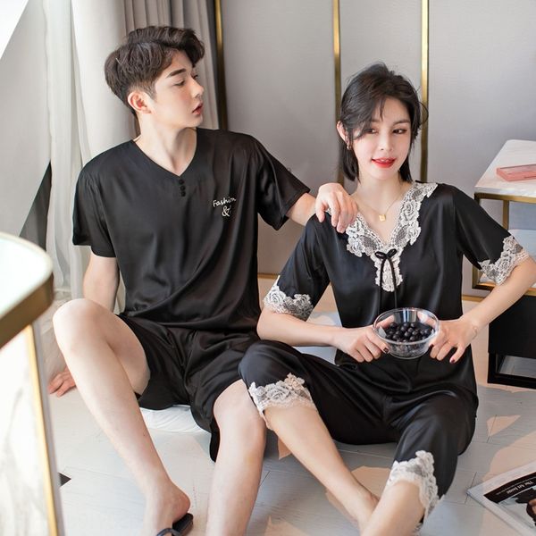 new ice silk couple lace clothes pajamas lace edge women's short-sleeved shorts men's comfortable home style home clothes, Blue;red
new ice silk couple lace clothes pajamas lace edge women's short-sleeved shorts men's comfortable home style home clothes, Blue;red