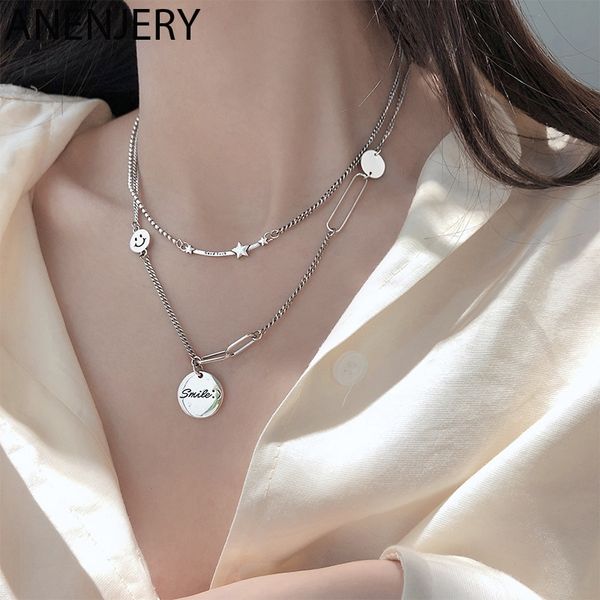 anenjery handmade star smiling face round card letter necklace thai silver color anti-allergic necklace for women men s-n659
anenjery handmade star smiling face round card letter necklace thai silver color anti-allergic necklace for women men s-n659