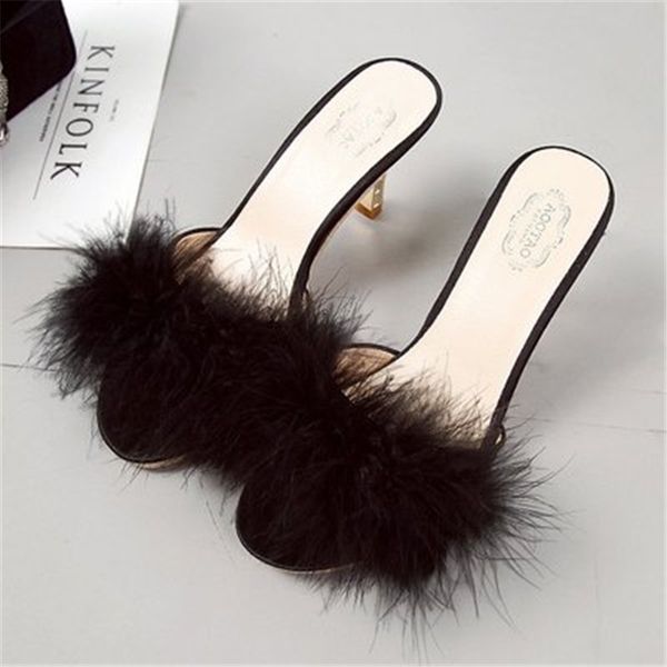 siddons 2020 new arrival fur slippers women feather high heels ladies party shoes woman peep toe mules shoes female slipper, Black
siddons 2020 new arrival fur slippers women feather high heels ladies party shoes woman peep toe mules shoes female slipper, Black
