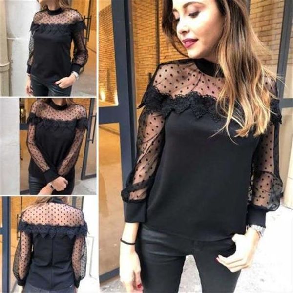 2020 new fashion women lace see through mesh breathing long sleeve ladies casual slim blouse, White
2020 new fashion women lace see through mesh breathing long sleeve ladies casual slim blouse, White