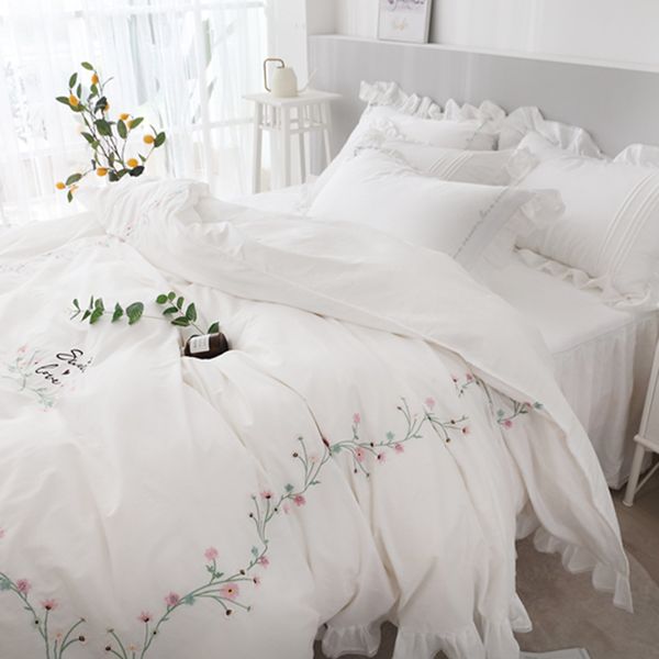 bedding sets tutubird-white pink embroidery korean style set girls princess egyptian cotton duvet cover king size bed linen
bedding sets tutubird-white pink embroidery korean style set girls princess egyptian cotton duvet cover king size bed linen