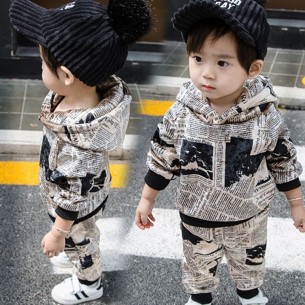 boys set 2020 winter new hooded printed newspaper plus velvet shirt + pants long-sleeved children's clothing, White
boys set 2020 winter new hooded printed newspaper plus velvet shirt + pants long-sleeved children's clothing, White