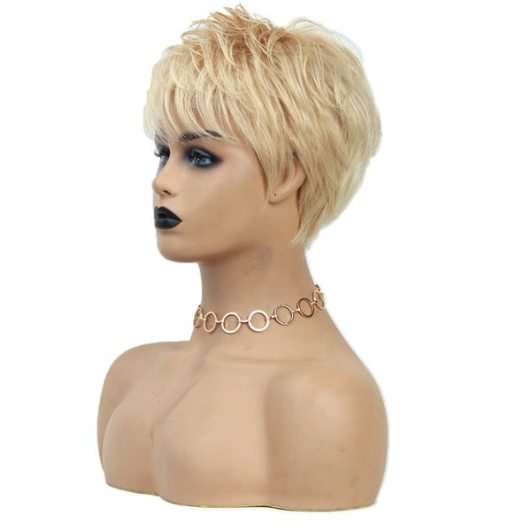 8 inch fashion short fluffy women human hair side part full wigs with bangs, Black
8 inch fashion short fluffy women human hair side part full wigs with bangs, Black