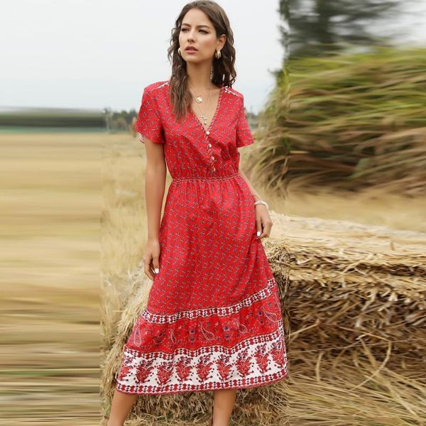 2020 summer women casual dress v neck long elegant floral print sweet dress bohimian short sleeve midi sundress dresses vestido, Black;gray
2020 summer women casual dress v neck long elegant floral print sweet dress bohimian short sleeve midi sundress dresses vestido, Black;gray