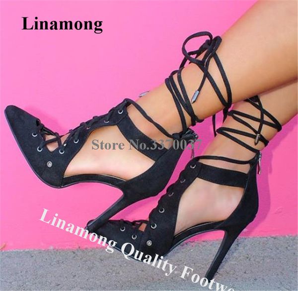 linamong western style pionted toe straps cross stiletto heel gladiator pumps cut-out lace-up black suede high heels dress shoes
linamong western style pionted toe straps cross stiletto heel gladiator pumps cut-out lace-up black suede high heels dress shoes
