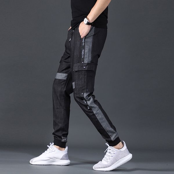 men's jeans 2021 summer thin harem pants patchwork men fashion black joggers slim fit elastic waist jean, Blue
men's jeans 2021 summer thin harem pants patchwork men fashion black joggers slim fit elastic waist jean, Blue