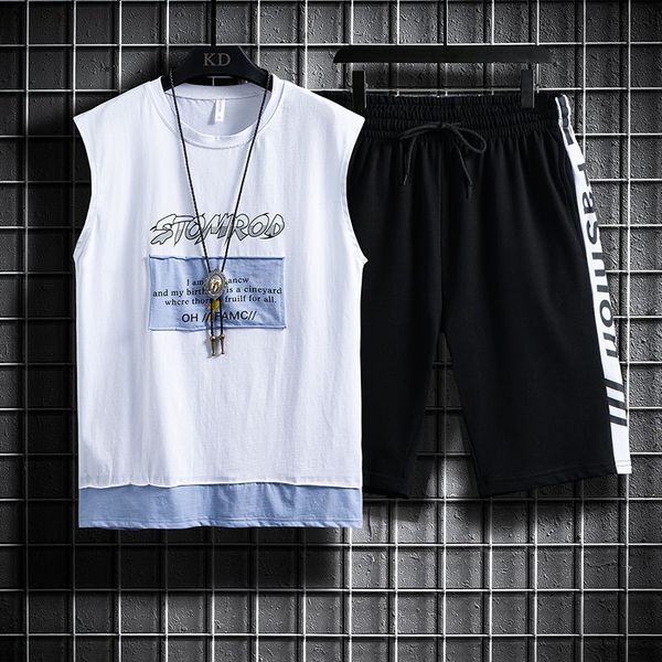 men's complete set of 2020 summer new trend sports wear shoulder casual sleeveless t-shirt, Gray
men's complete set of 2020 summer new trend sports wear shoulder casual sleeveless t-shirt, Gray