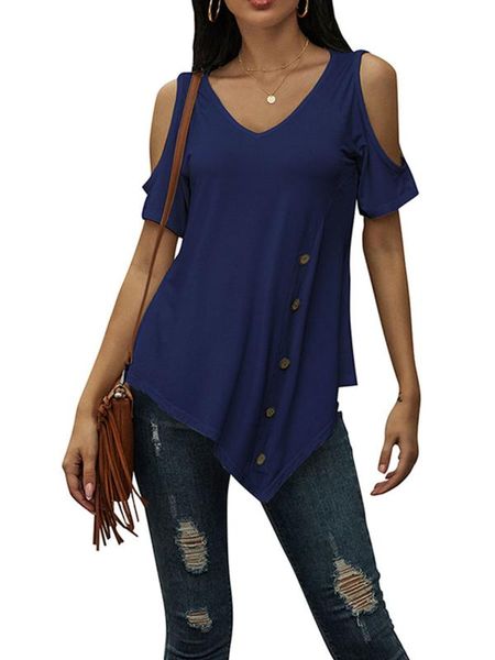 women's t-shirt summer fashon casual women short sleeve t-shirts buttons pure color loose slim leisure home tee pullovers, White
women's t-shirt summer fashon casual women short sleeve t-shirts buttons pure color loose slim leisure home tee pullovers, White