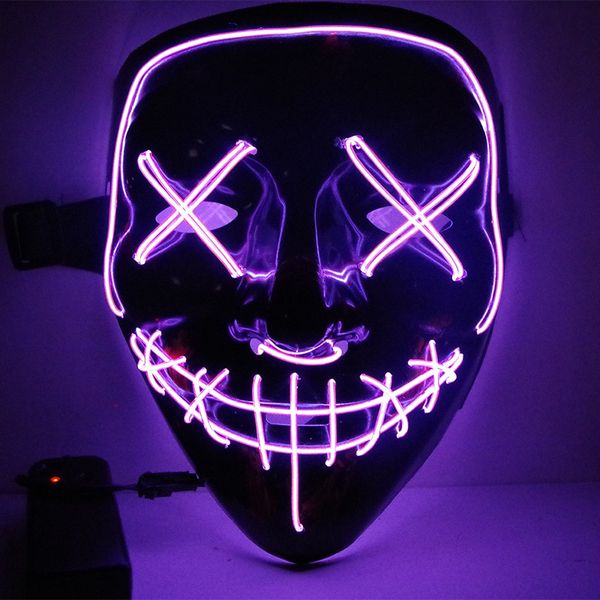 

el wire skull ghost face mask slit mouth light flash glowing led mask halloween cosplay led mask party masquerade masks grimace horror masks