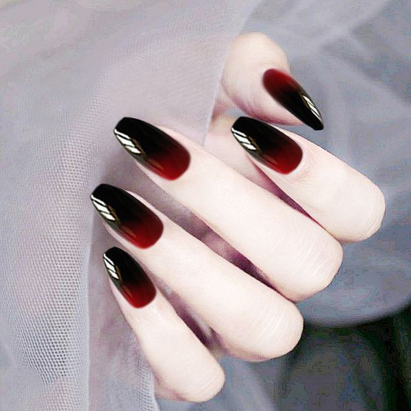 wholesale 24pcs/set coffin fake nails matte wine red gradients frosted press on nails coloured detachable nail tips training practice tool, Red;gold
wholesale 24pcs/set coffin fake nails matte wine red gradients frosted press on nails coloured detachable nail tips training practice tool, Red;gold