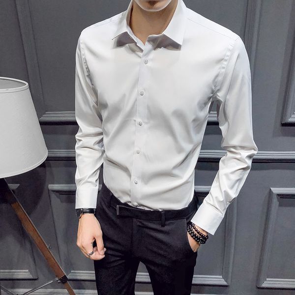 men's long-sleeved white shirt slim solid color thin section shirt men's business professional inch formal dress tide, White;black
men's long-sleeved white shirt slim solid color thin section shirt men's business professional inch formal dress tide, White;black