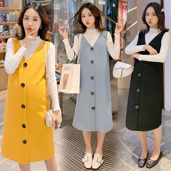 125# 2020 autumn winter knitted maternity dress suit high neck shirts + vest tank dress clothes for pregnant women pregnancy, White
125# 2020 autumn winter knitted maternity dress suit high neck shirts + vest tank dress clothes for pregnant women pregnancy, White