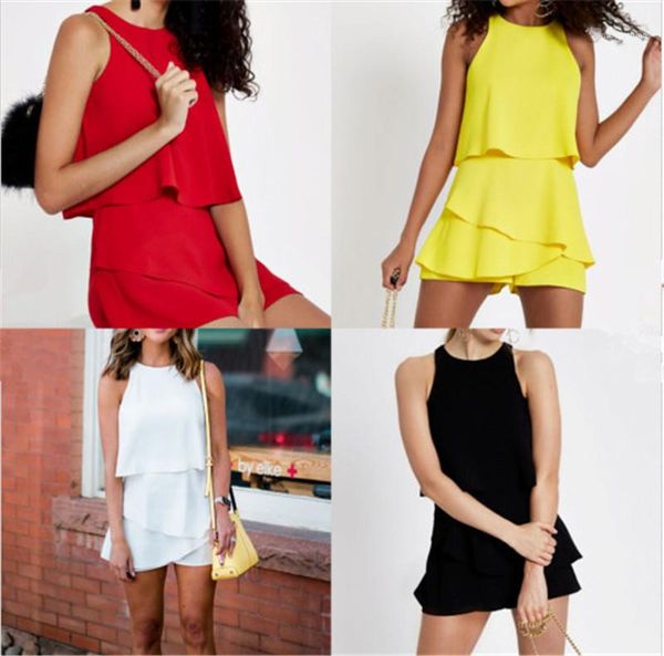 high street overalls jumpsuits women designer rompers solid color loose palysuits summer chiffon falbala sleeveless ladies, Black;white
high street overalls jumpsuits women designer rompers solid color loose palysuits summer chiffon falbala sleeveless ladies, Black;white