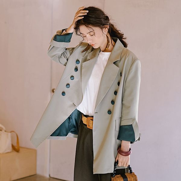 female new autumn and spring korean style trench slim and light comfortable loose button decoration outerwear, Tan;black
female new autumn and spring korean style trench slim and light comfortable loose button decoration outerwear, Tan;black