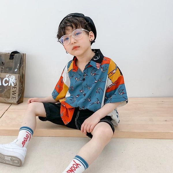 vphyv boys' floral personality tong chen shan tong chen shan 2020 new medium and large children's shirt short-sleeved shirt korean, White;black 
vphyv boys' floral personality tong chen shan tong chen shan 2020 new medium and large children's shirt short-sleeved shirt korean, White;black