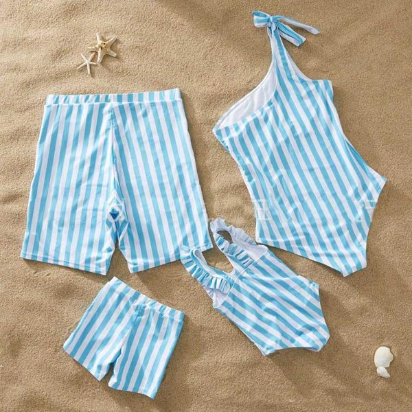 fashion family matching swimsuit mom girls one-piece swimwear men boys swim trunks striped print swimwear parent-kids bikini, Blue
fashion family matching swimsuit mom girls one-piece swimwear men boys swim trunks striped print swimwear parent-kids bikini, Blue