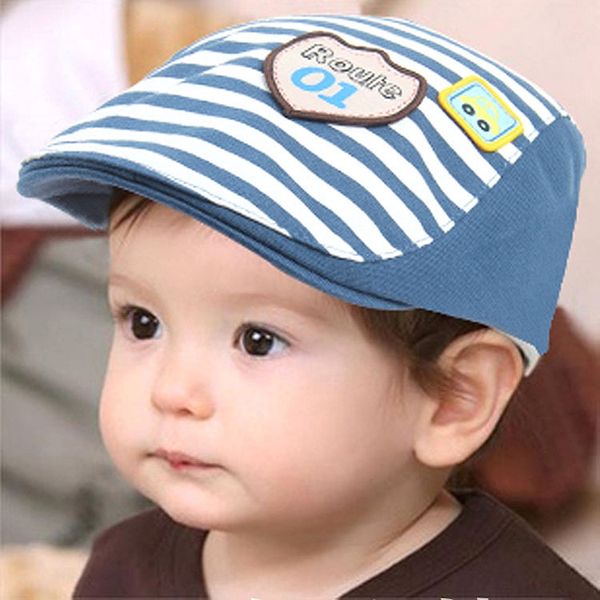 new baby striped label hat children's autumn digital beret beret hat for boys and girls, Blue;gray
new baby striped label hat children's autumn digital beret beret hat for boys and girls, Blue;gray