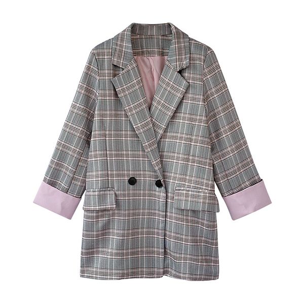 2020autumn plaid womens blazers plus size new fashion brand quality elegant lady blazers notched collar casual loose outwears, White;black
2020autumn plaid womens blazers plus size new fashion brand quality elegant lady blazers notched collar casual loose outwears, White;black