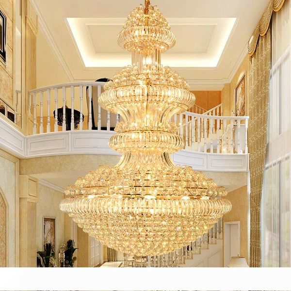 led modern crystal chandeliers lights fixture american big golden chandelier lamps l lobby hall stair way villa home indoor lighting