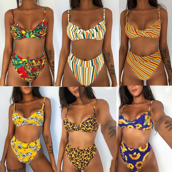 2020 new split women's bikini swimsuit multi-color printing stitching bikini swimsuit for women, White;black
2020 new split women's bikini swimsuit multi-color printing stitching bikini swimsuit for women, White;black
