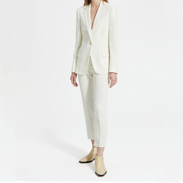 women's suit ladies fashion casual suit two-piece (jacket + pants) ladies slim single button professional wear custom, White
women's suit ladies fashion casual suit two-piece (jacket + pants) ladies slim single button professional wear custom, White