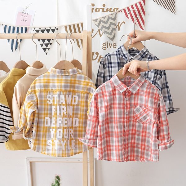 katoofely2020 autumn new wear boys' boutique back children's shirt children's clothing printed plaid shirt, White;black
katoofely2020 autumn new wear boys' boutique back children's shirt children's clothing printed plaid shirt, White;black