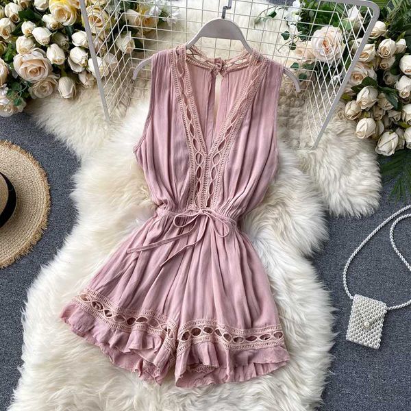 deat 2020 autumn fashion hollow out v neck bandage wide leg summer short rompers beach pink playsuits romper mj987, Black;white
deat 2020 autumn fashion hollow out v neck bandage wide leg summer short rompers beach pink playsuits romper mj987, Black;white