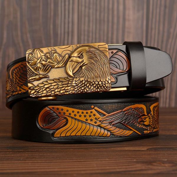 fashion genuine leather men jeans belt golden eagle buckle belt us flag hawk american style cowboy waistband rachet dress, Black;brown
fashion genuine leather men jeans belt golden eagle buckle belt us flag hawk american style cowboy waistband rachet dress, Black;brown