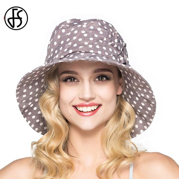fs fashion summer wide brim cotton bucket hat for women polka dot foldable sun hats casual lady floppy uv beach visors cap y200619, Blue;gray
fs fashion summer wide brim cotton bucket hat for women polka dot foldable sun hats casual lady floppy uv beach visors cap y200619, Blue;gray