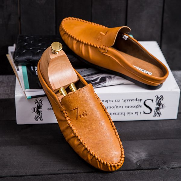 2020 pu leather men shoe half drag men loafers flat shoes designer youth casual shoes for comfortable mens half slippers, Black
2020 pu leather men shoe half drag men loafers flat shoes designer youth casual shoes for comfortable mens half slippers, Black