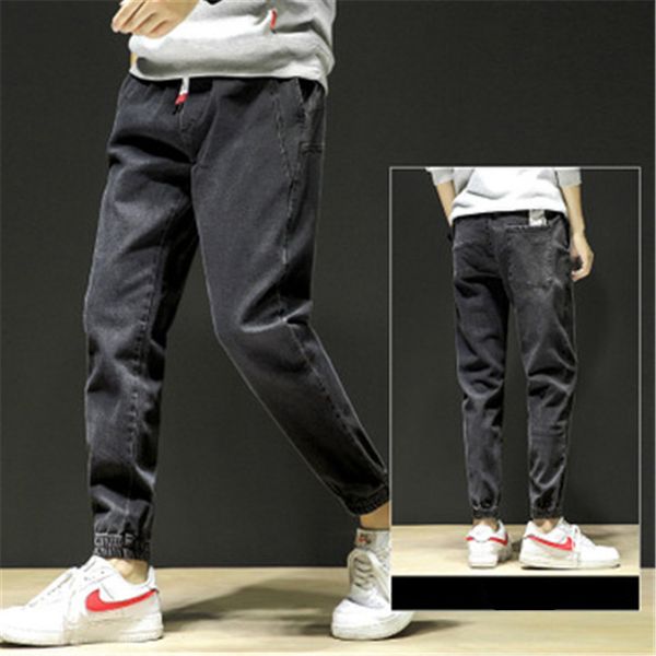 man elastic waist slim trousers fashion trend drawstring with pockets casual jeans designer male loose mid waist cargo pants, Blue
man elastic waist slim trousers fashion trend drawstring with pockets casual jeans designer male loose mid waist cargo pants, Blue
